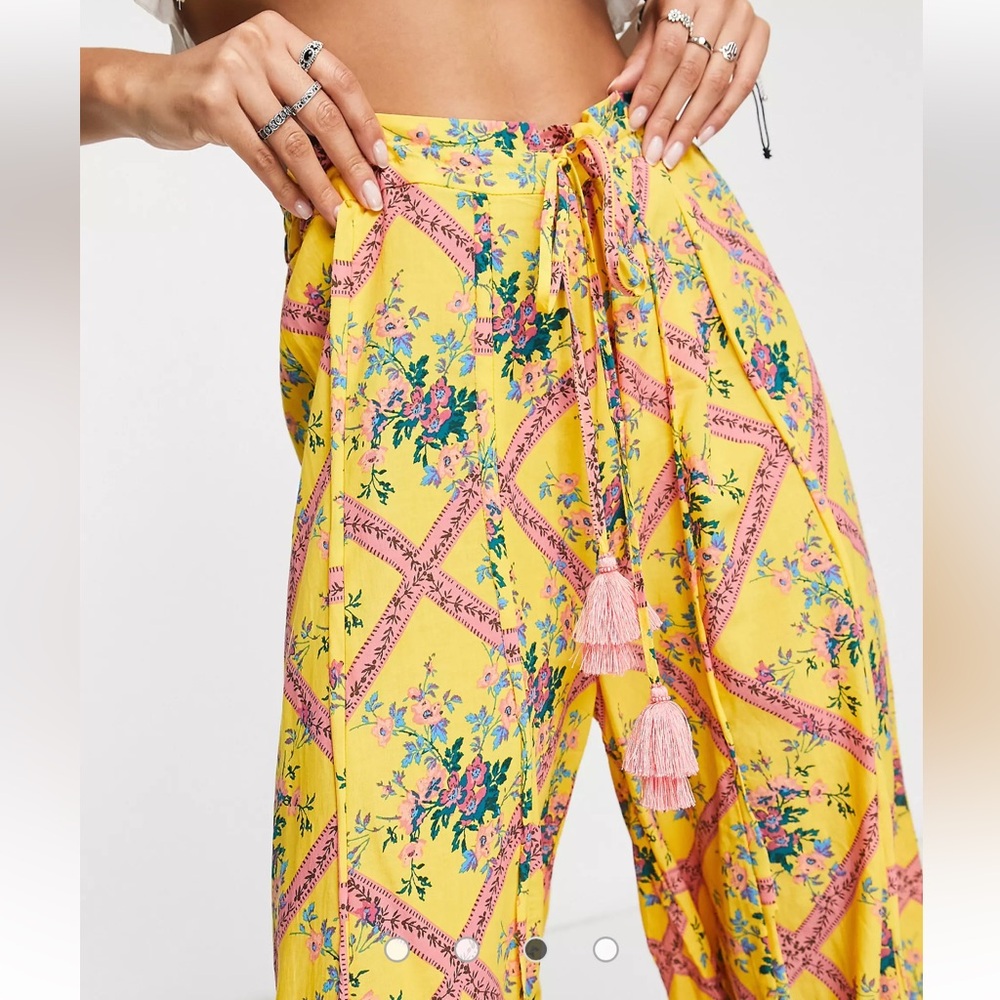 Free People I’m The One Lounge Pant Yellow Multicolor - Picture 1 of 9